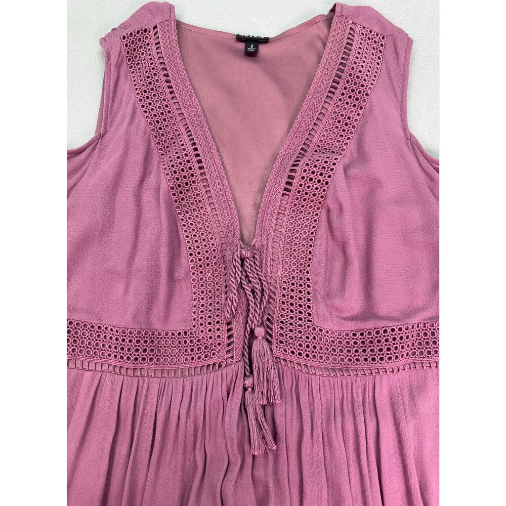 Torrid Mauve Crochet Tassel Tie Cold Shoulder Mini Dress Size 2 Boho - Picture 5 of 11